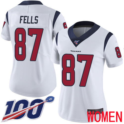 Houston Texans Limited White Women Darren Fells Road Jersey NFL Football #87 100th Season Vapor Untouchable->houston texans->NFL Jersey